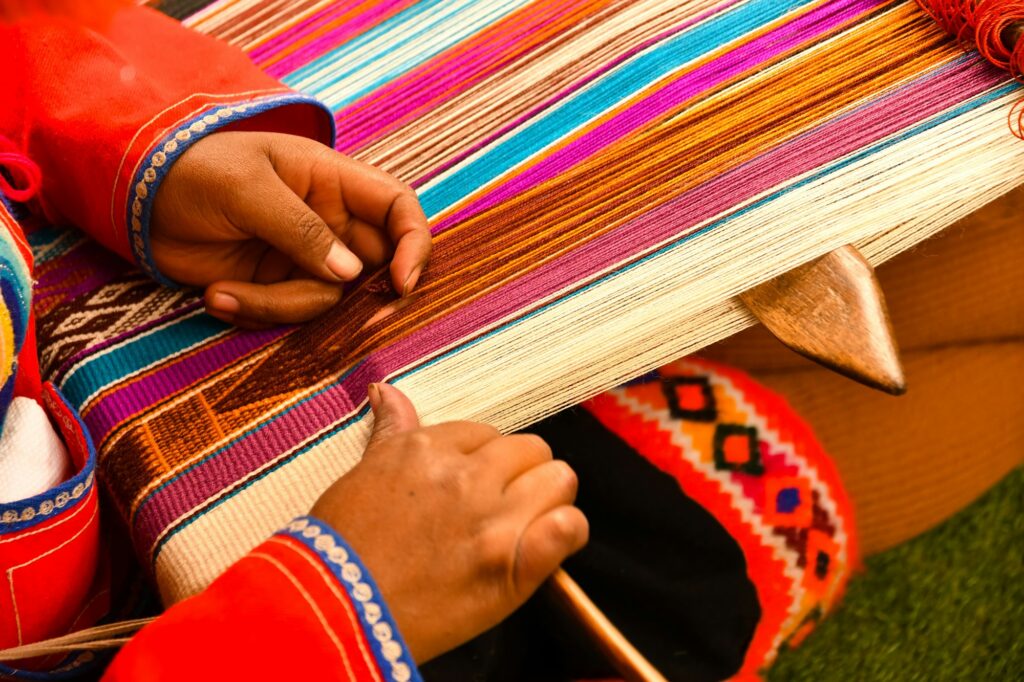 Making fabrics in Peru